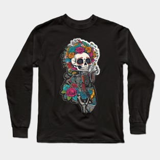 Cinco de Mayo skeleton art Long Sleeve T-Shirt